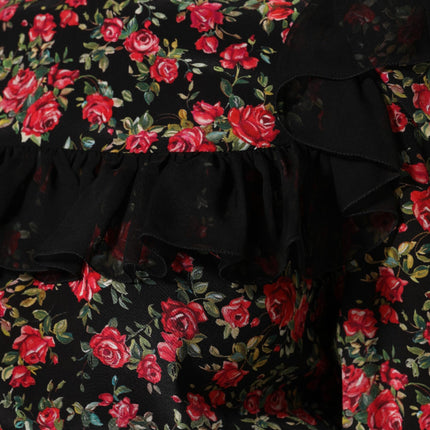 Dolce & Gabbana Black Floral Print Long Sleeve Blouse Top
