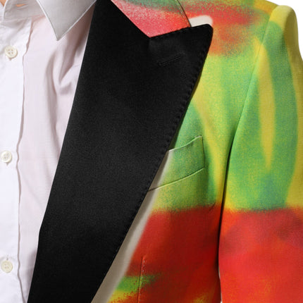 Dolce & Gabbana Multicolor Graffiti SICILIA 1 Button Men Suit Blazer
