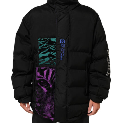 Dolce & Gabbana Black Nylon Puffer Men Full Zip Jacket