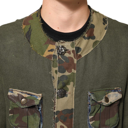 Dolce & Gabbana Brown Camouflage Linen Button Down Jacket