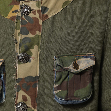 Dolce & Gabbana Brown Camouflage Linen Button Down Jacket