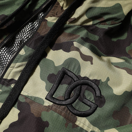 Dolce & Gabbana Green Camouflage Hooded Sweatshirt Jacket