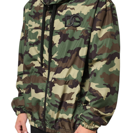 Dolce & Gabbana Green Camouflage Hooded Sweatshirt Jacket
