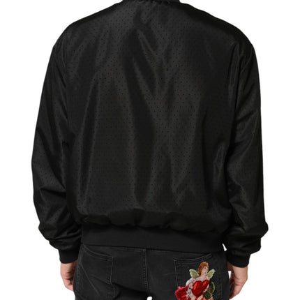 Dolce & Gabbana Black Acetate Full Zip Bomber Men Jacket