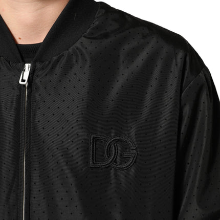 Dolce & Gabbana Black Acetate Full Zip Bomber Men Jacket