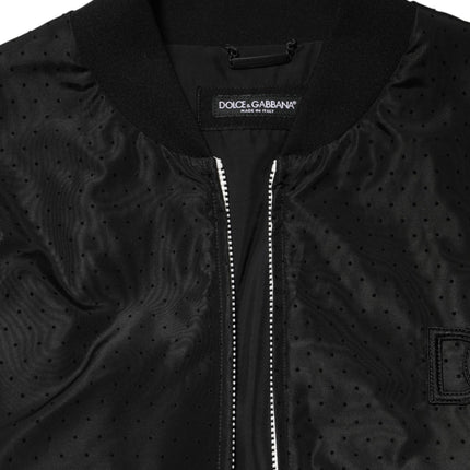 Dolce & Gabbana Black Acetate Full Zip Bomber Men Jacket
