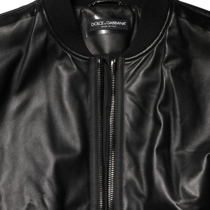 Dolce & Gabbana Black Leather Nylon FullZip Blouson Jacket