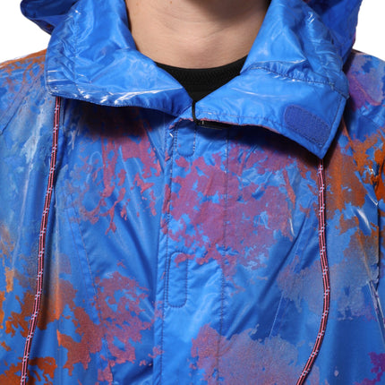 Dolce & Gabbana Blue Tie Dye Logo Hooded Sweatshirt Jacket