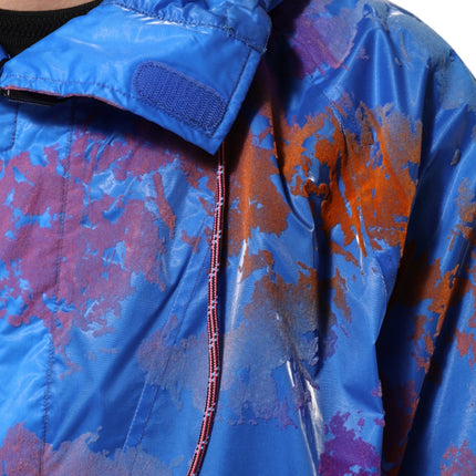 Dolce & Gabbana Blue Tie Dye Logo Hooded Sweatshirt Jacket