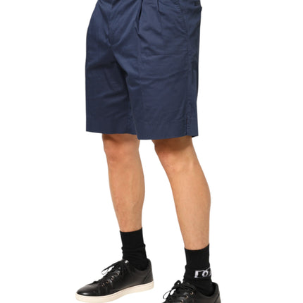 Dolce & Gabbana Blue Cotton Stretch Mid Waist Bermuda Shorts