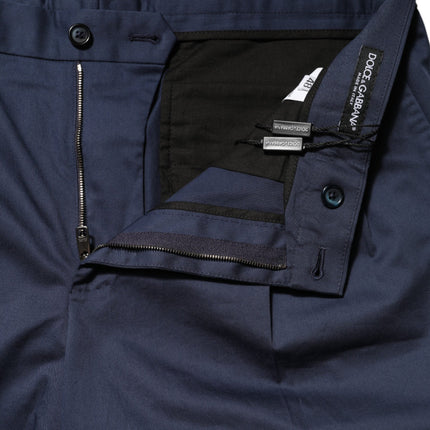 Dolce & Gabbana Blue Cotton Stretch Mid Waist Bermuda Shorts