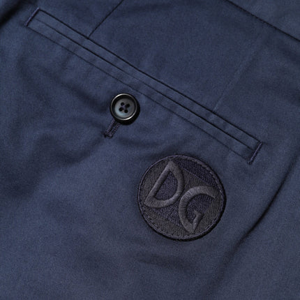 Dolce & Gabbana Blue Cotton Stretch Mid Waist Bermuda Shorts
