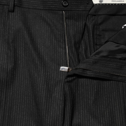 Dolce & Gabbana Black Cotton Mid Waist Dress Trouser Pants