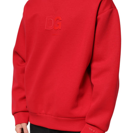 Dolce & Gabbana Red DG Logo Crew Neck Men Sweatshirt Sweater