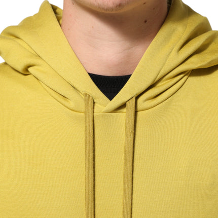 Dolce & Gabbana Yellow Logo Cotton Hooded Sweatshirt Sweater