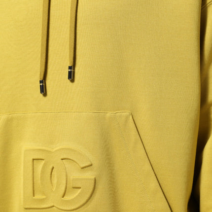 Dolce & Gabbana Yellow Logo Cotton Hooded Sweatshirt Sweater