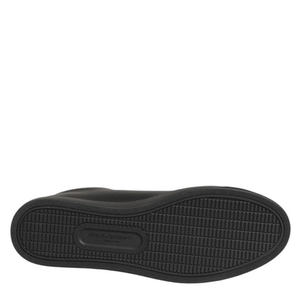 Dolce & Gabbana Black Leather Crystal Heart Sneakers  Shoes