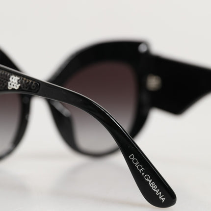Dolce & Gabbana Black Silver Sequin Butterfly Polarized Sunglasses
