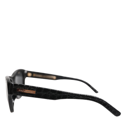 Dolce & Gabbana DG4177 Black Leather Frame Tinted Lens Sunglasses