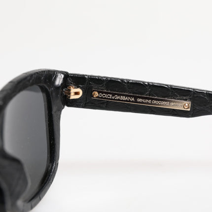 Dolce & Gabbana DG4177 Black Leather Frame Tinted Lens Sunglasses