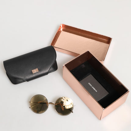 Dolce & Gabbana Gold Metal Round Shades Eyewear Sunglasses