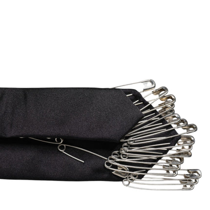 Dolce & Gabbana Black Safety Pins Silk Adjustable Necktie Accessory Tie