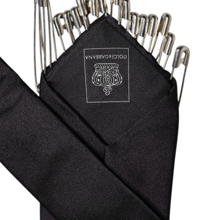 Dolce & Gabbana Black Safety Pins Silk Adjustable Necktie Accessory Tie