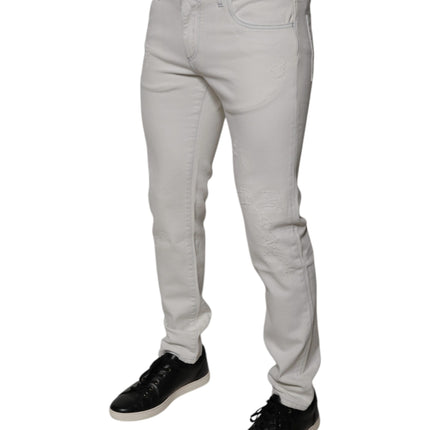 Dolce & Gabbana White Cotton Stretch Skinny Men Denim Jeans