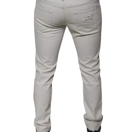 Dolce & Gabbana White Cotton Stretch Skinny Men Denim Jeans