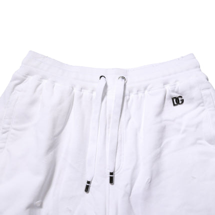 Dolce & Gabbana White Distressed Cotton Men Bermuda Shorts