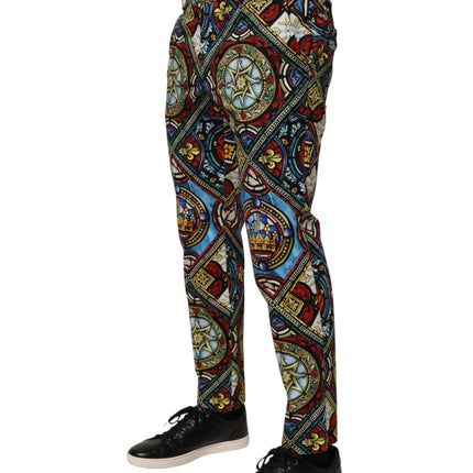 Dolce & Gabbana Multicolor Stained Glass Window Style Print Men Pants