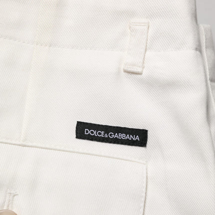 Dolce & Gabbana White Cotton Mid Waist Men Bermuda Shorts