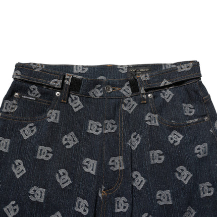 Dolce & Gabbana Blue Logo Print Straight Denim Men Jeans