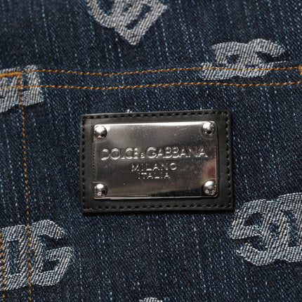Dolce & Gabbana Blue Logo Print Straight Denim Men Jeans