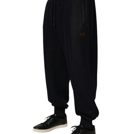 Dolce & Gabbana Black Cotton Blend Drawstring Jogger Jogger Pants