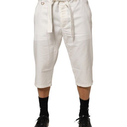 Dolce & Gabbana White Cotton Stretch Cropped Trouser Pants