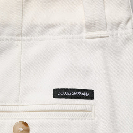 Dolce & Gabbana White Cotton Stretch Cropped Trouser Pants