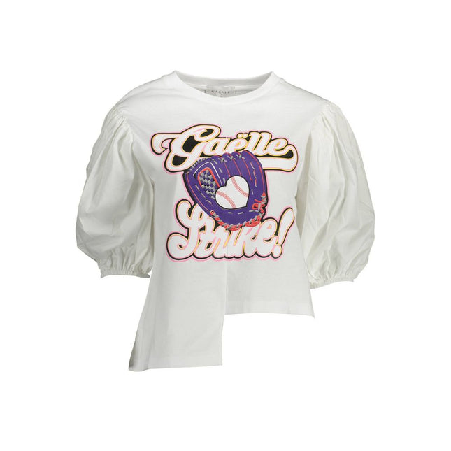 Gaelle Paris Bianco Cotton Women T-Shirt