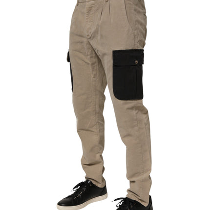 AT.P.CO Beige Mid Waist Skinny Men Cargo Chino Trouser Pants