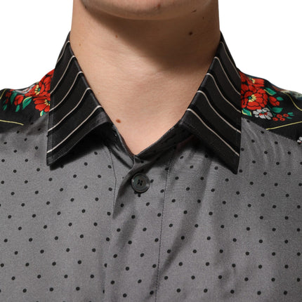 Dolce & Gabbana Multicolor Patchwork Long Sleeves Silk Shirt