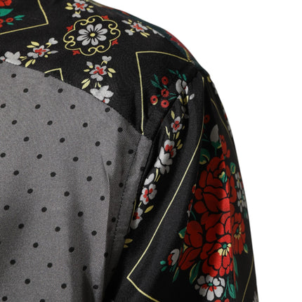 Dolce & Gabbana Multicolor Patchwork Long Sleeves Silk Shirt