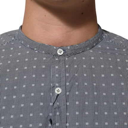 AGLINI Gray Polka Dot Cotton Button Down Long Sleeves Shirt
