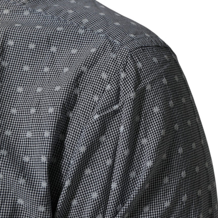 AGLINI Gray Polka Dot Cotton Button Down Long Sleeves Shirt
