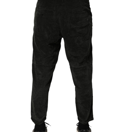 Dondup Black Mid Waist Cropped Corduroy Men Trouser Pants