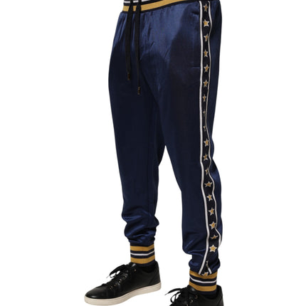 Dolce & Gabbana Blue Nylon Jogger Mid Waist Trouser Pants