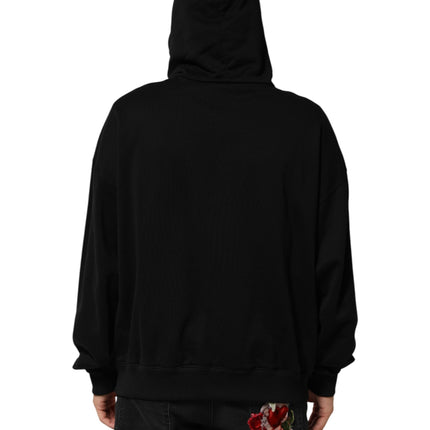 Dolce & Gabbana Black Printed Hooded Men Sweatshirt Sweater