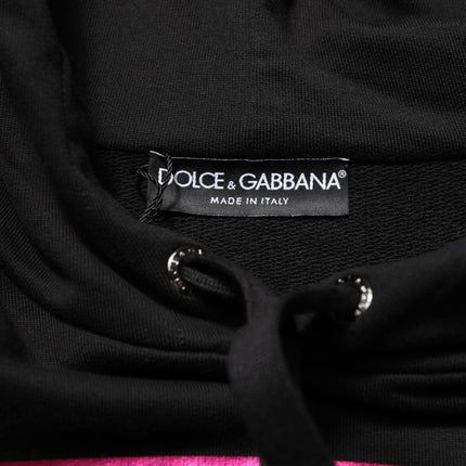 Dolce & Gabbana Black Printed Hooded Men Sweatshirt Sweater