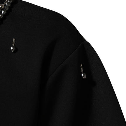 Dolce & Gabbana Black Polyester Necklace Embellished T-shirt