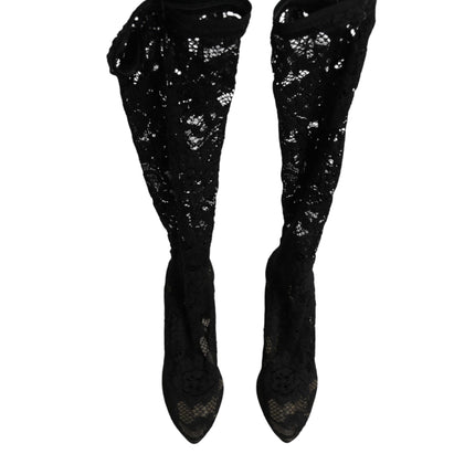 Dolce & Gabbana Black Pumps Taormina Lace Socks Boots Shoes