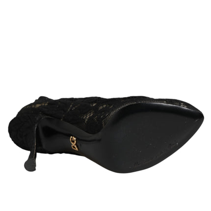 Dolce & Gabbana Black Pumps Taormina Lace Socks Boots Shoes